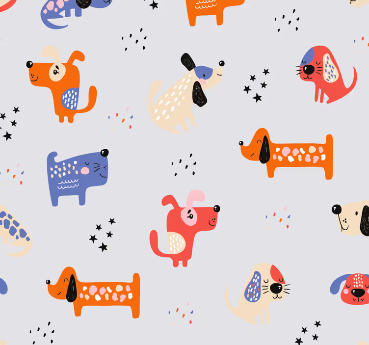 Tenda a rullo cameretta cani illustrati - TenStickers