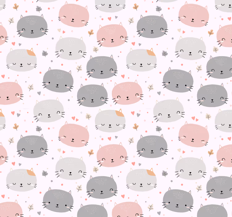 Tenda a rullo cameretta gattini grigi e rosa - TenStickers