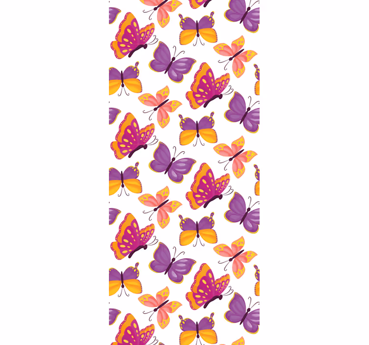 Tenda a rullo camera ragazzi motivo farfalle rosa e giallo - TenStickers
