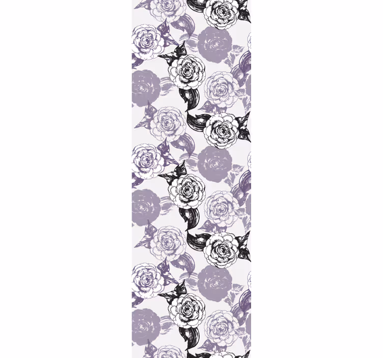 Tenda a rullo camera ragazzi motivo floreale viola e nero - TenStickers
