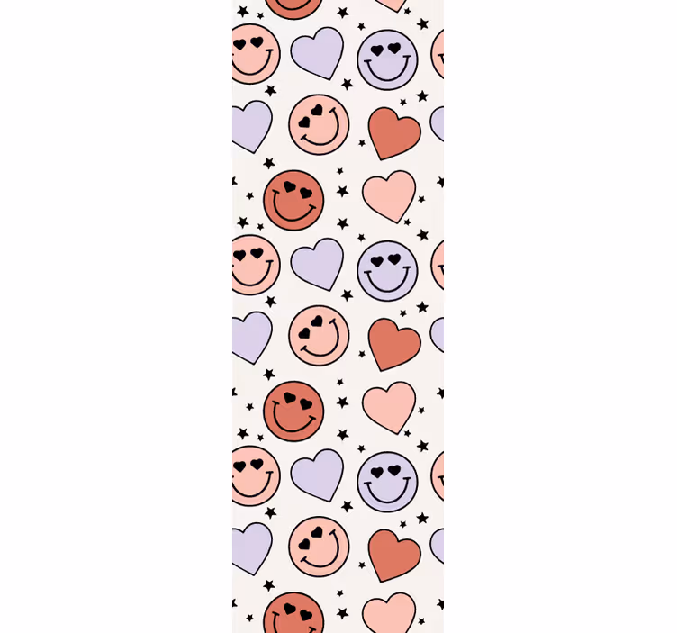 Tenda a rullo camera ragazzi faccine sorridenti e cuori - TenStickers