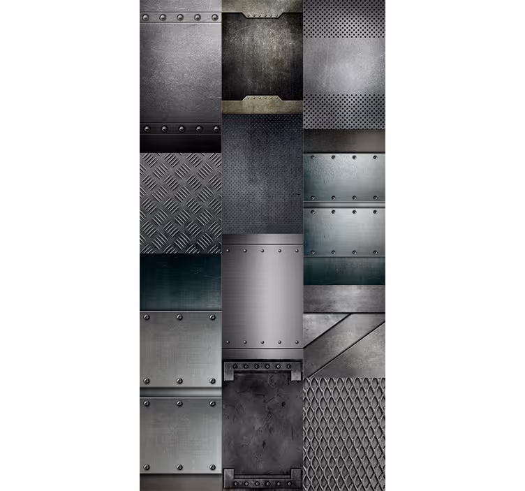 Tenda a rullo moderna motivo blocchi neri metallici - TenStickers