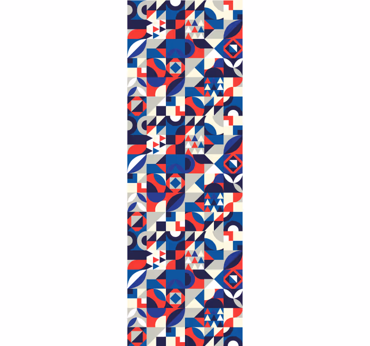 Tenda a rullo moderna motivo mosaico rosso e blu - TenStickers