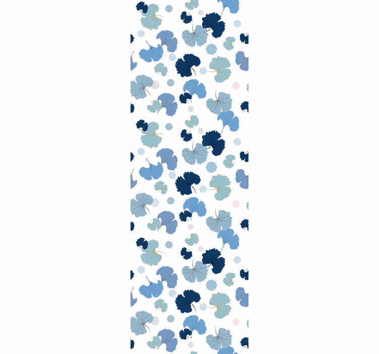 Tenda a rullo moderna foglia di ginkgo blu - TenStickers