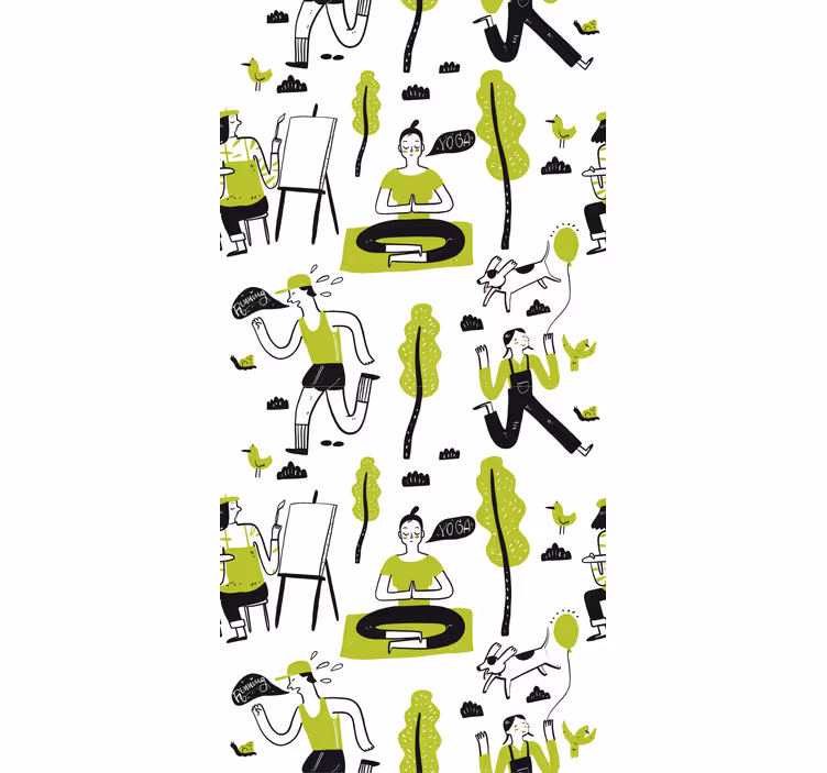Tenda a rullo moderna set di doodle stile di vita sano - TenStickers
