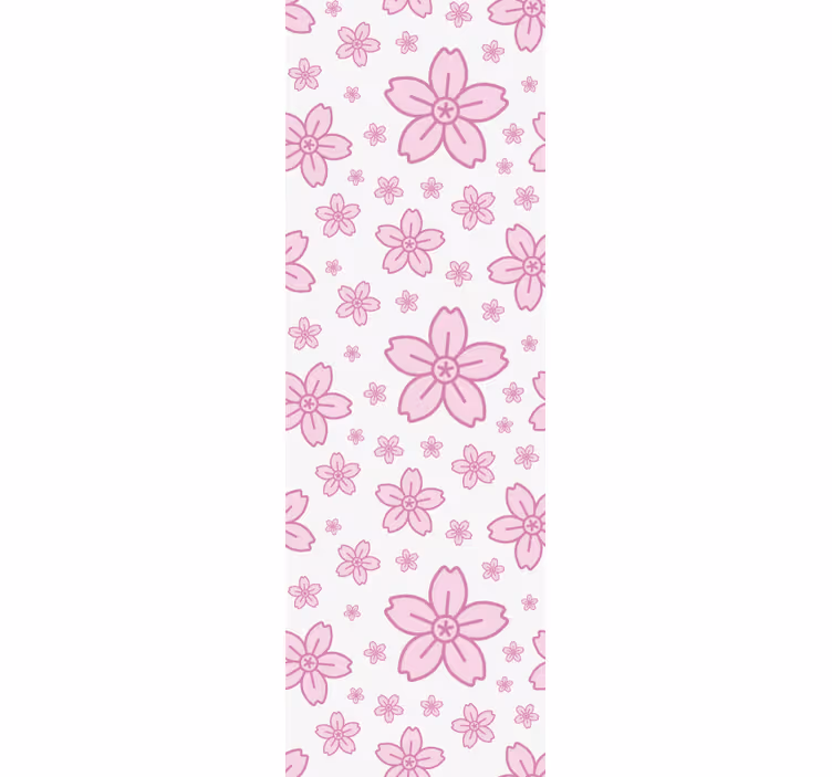 Tenda a rullo moderna fiori rosa su sfondo bianco - TenStickers