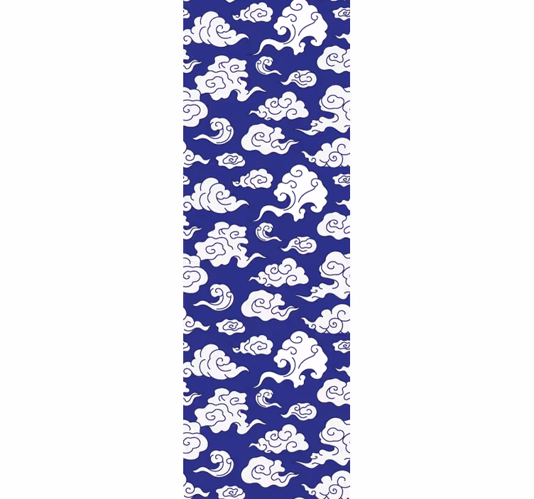 Tenda a rullo moderna nuvole bianche silhouette sfondo blu - TenStickers