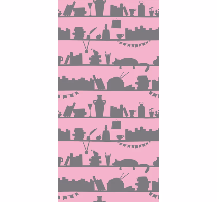 Tenda a rullo moderna libreria rosa e grigia - TenStickers