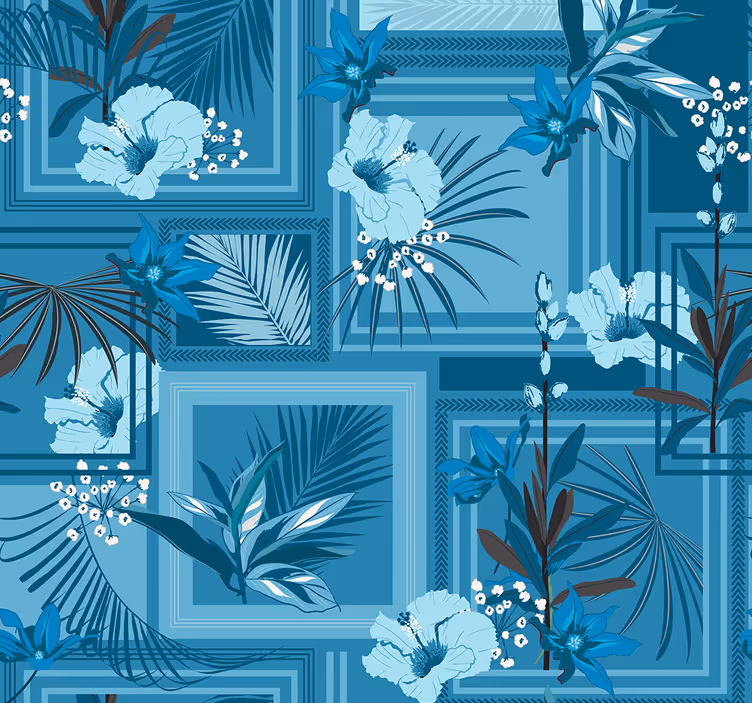 Tenda a rullo bagno floreale blu - TenStickers