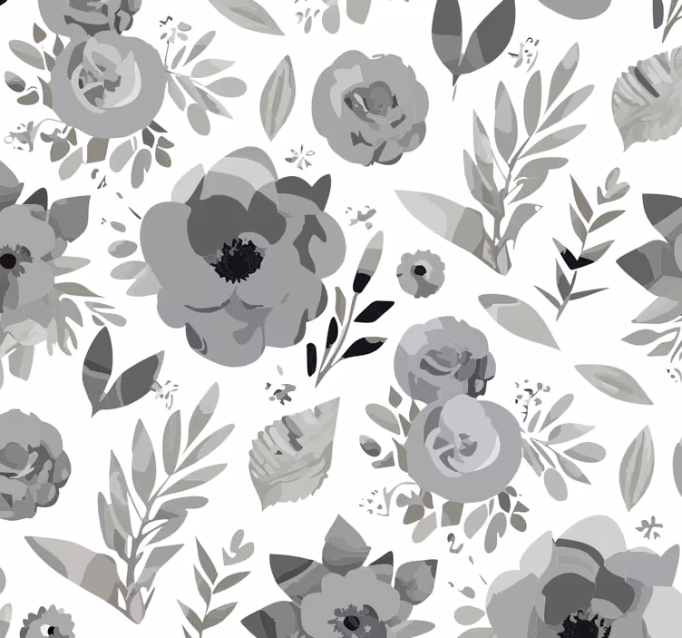 Tenda a rullo grigia fiori aquarella - TenStickers