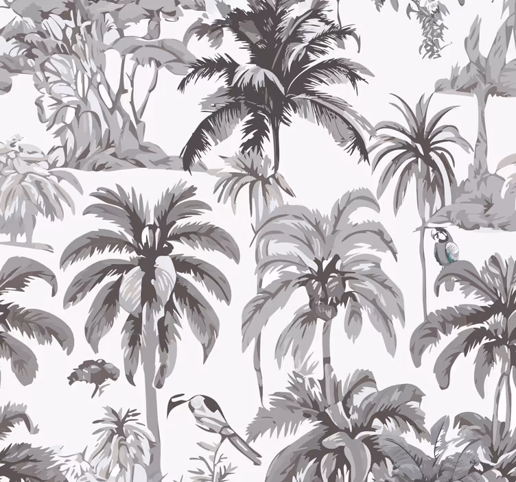 Tenda a rullo grigia palme - TenStickers