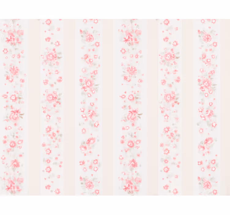 Tenda a rullo rosa righe floreali retrò - TenStickers