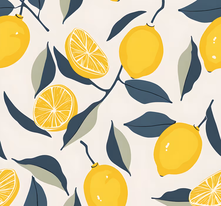 Tenda a rullo gialla motivo limone - TenStickers