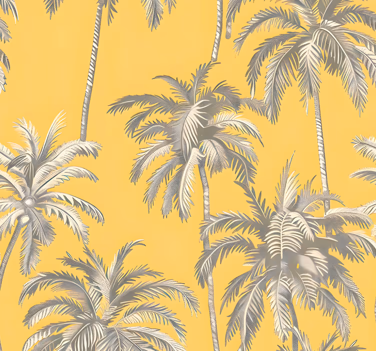 Tenda a rullo gialla design palme - TenStickers