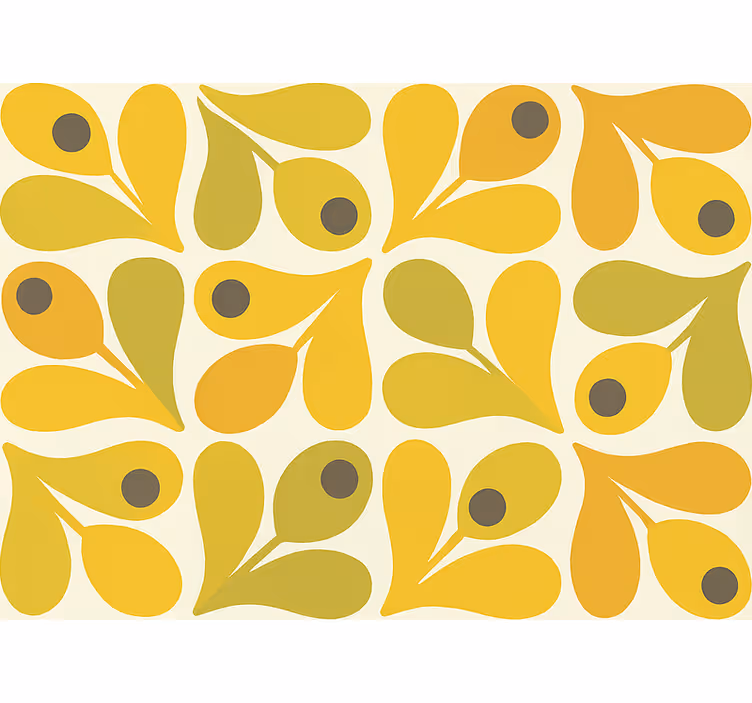 Tenda a rullo gialla geometriche retro gialle - TenStickers