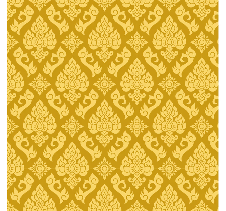 Tenda a rullo gialla motivo floreale intricato - TenStickers