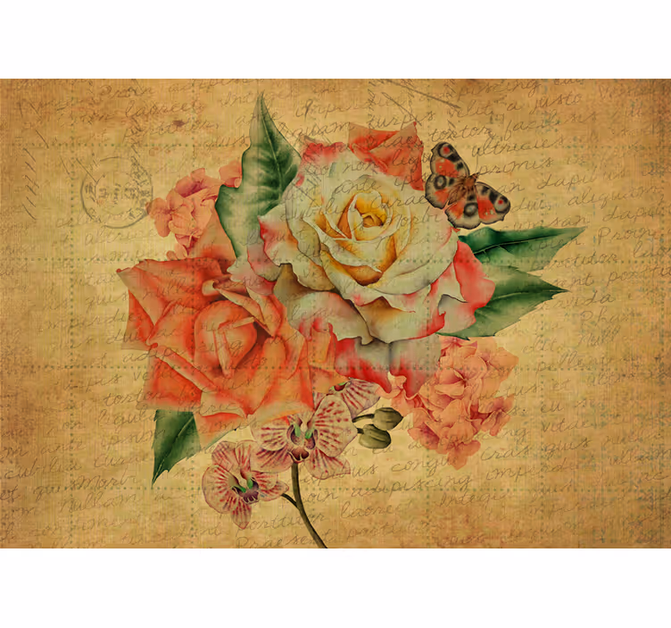 Tenda a rullo cucina rose con farfalle e scritte - TenStickers