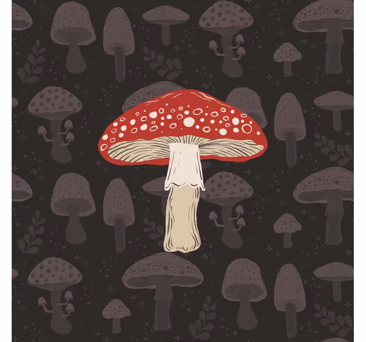 Tenda a rullo cucina design funghi disegnato a mano - TenStickers