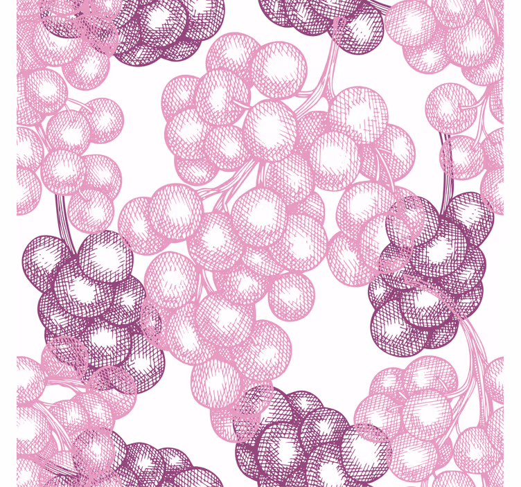 Tenda a rullo cucina grappoli rosa e viola disegnati a mano - TenStickers