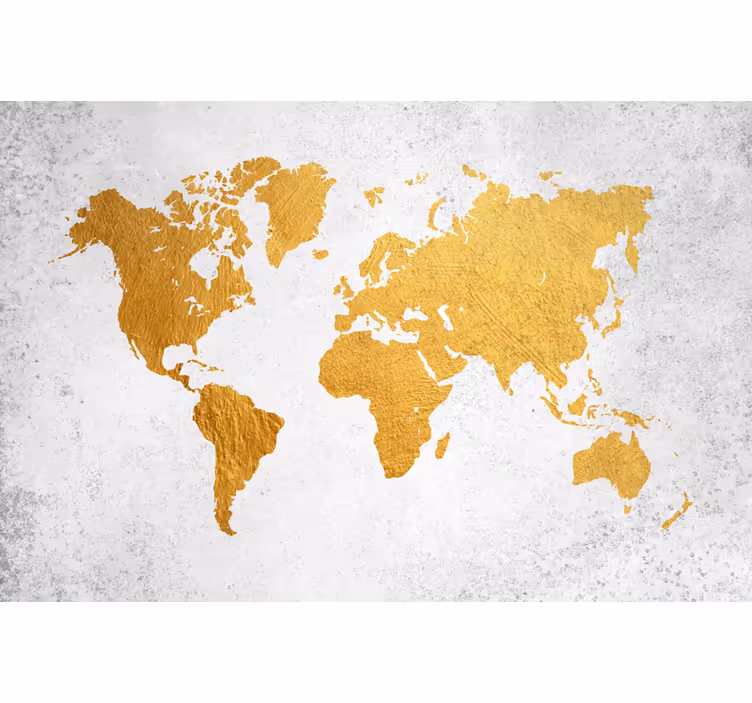 Tenda a rullo soggiorno mappa del mondo dorata - TenStickers