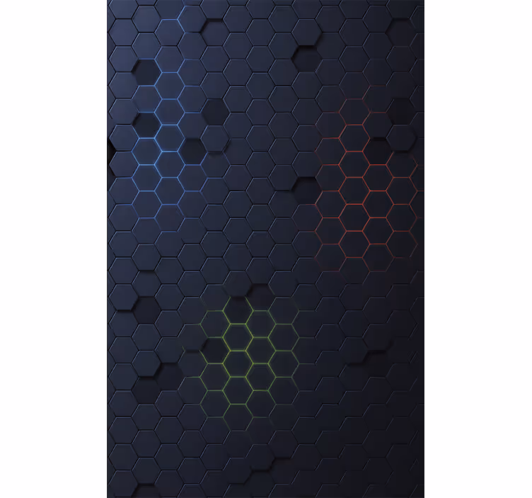 Tenda a rullo nera motivo esagonale scuro 3d - TenStickers
