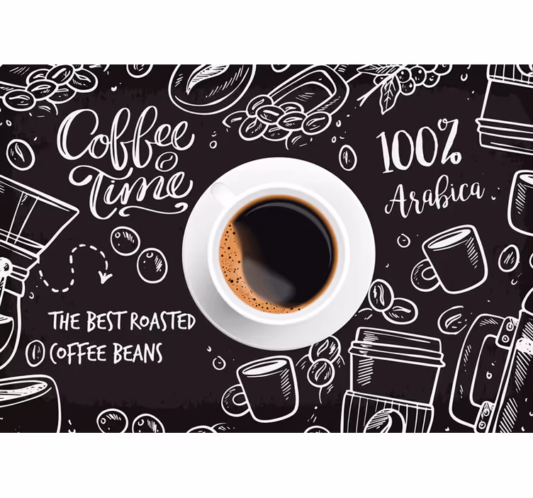 Tenda a rullo nera immagini di pausa caffè - TenStickers