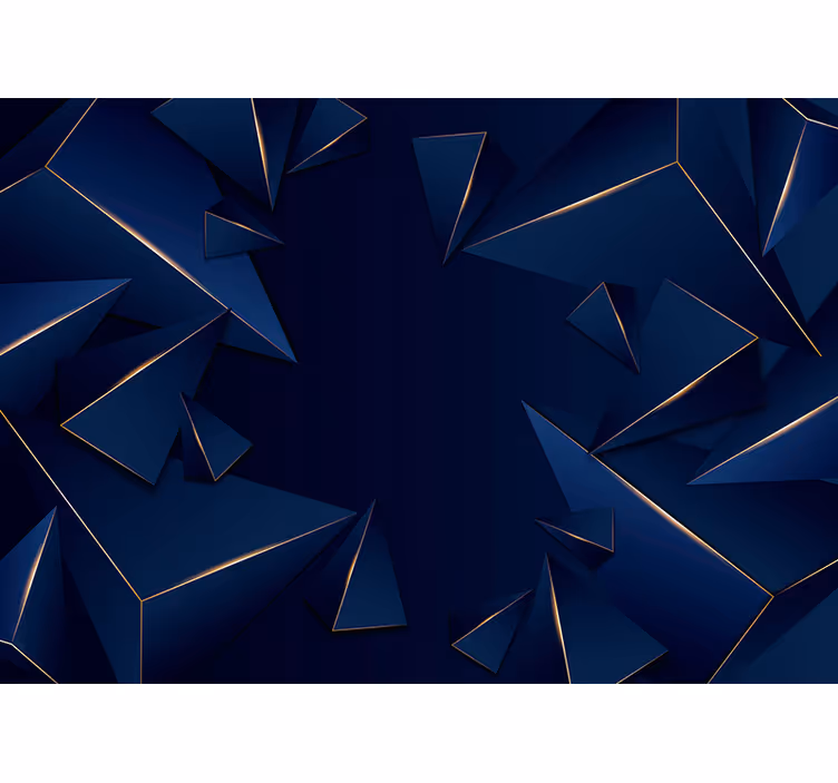 Tenda a rullo nera motivo geometrico blu e oro - TenStickers
