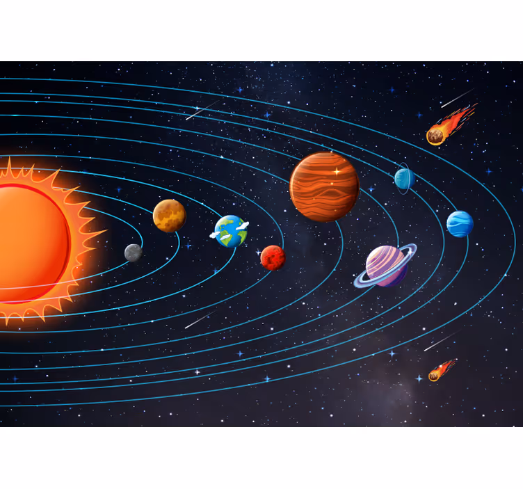 Tenda a rullo nera animazione spaziale per bambini - TenStickers