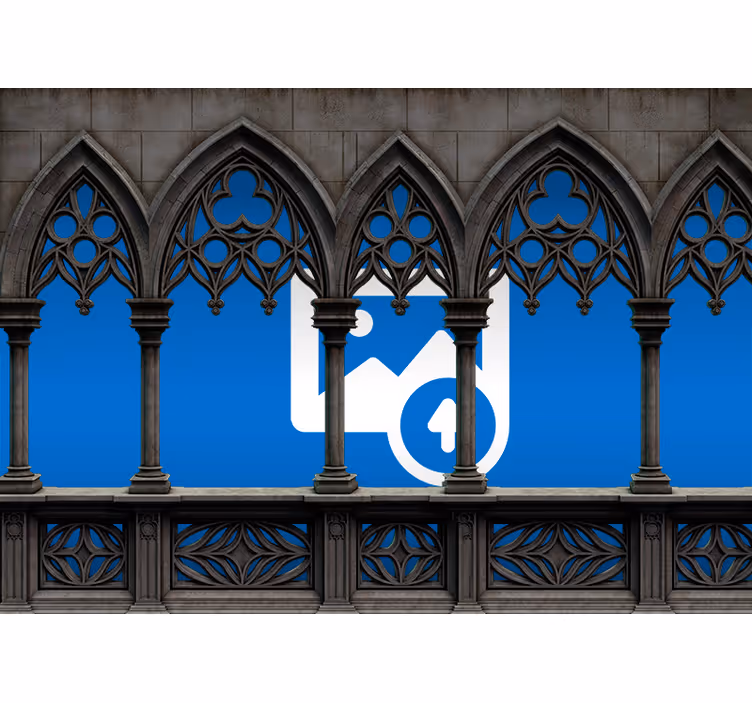 Tenda a rullo nera con fotomurale pietra e cornice - TenStickers