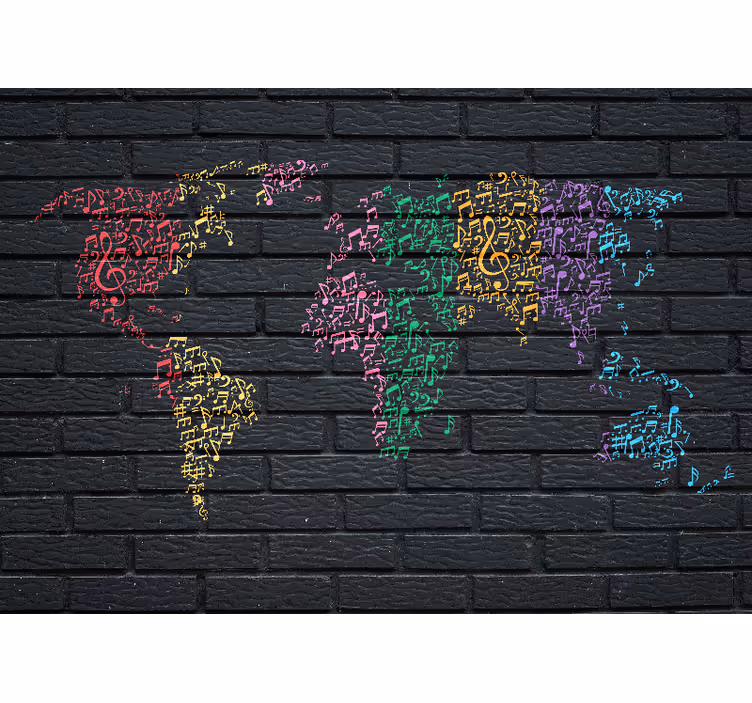 Tenda a rullo nera suoni musicali arcobaleno mappa - TenStickers