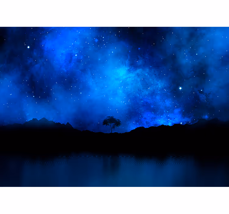 Tenda a rullo blu scena nebulosa stellare - TenStickers