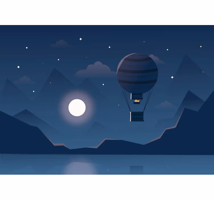 Tenda a rullo blu avventura notturna in palloni - TenStickers