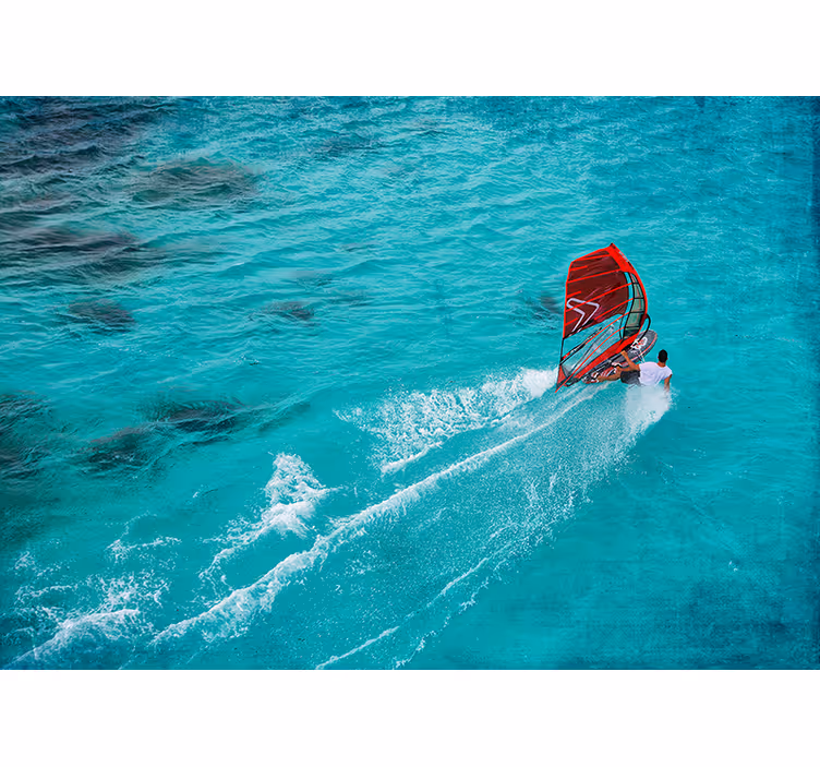 Tenda a rullo blu surfista sull'acqua - TenStickers