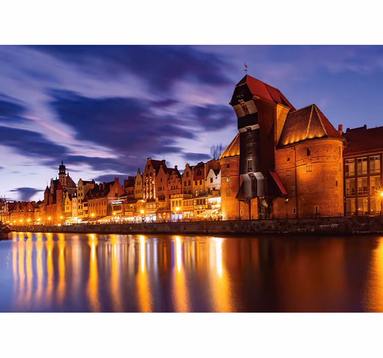 Tenda a rullo blu gdańsk di notte - TenStickers