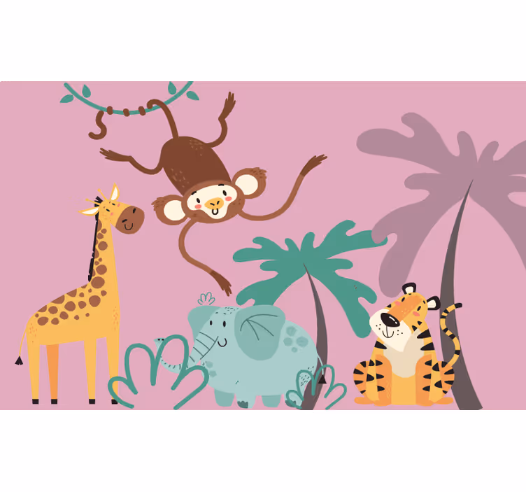Tenda a rullo porpora animali safari colorati - TenStickers