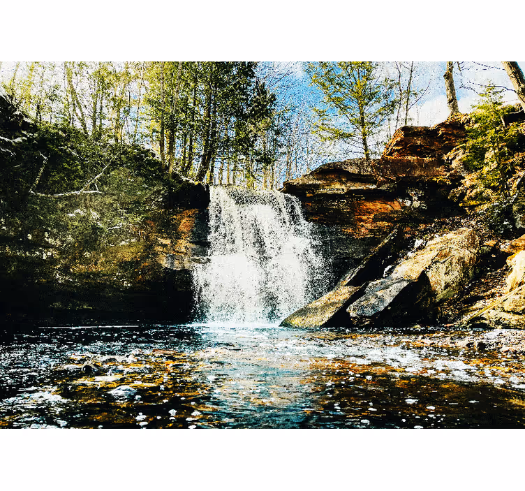 Tenda a rullo soggiorno paesaggio cascata foresta - TenStickers