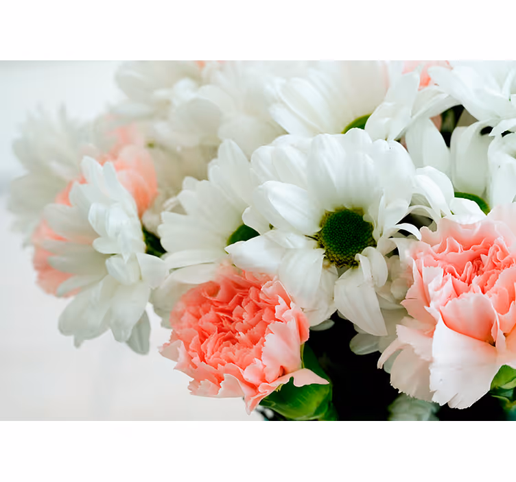 Tenda a rullo soggiorno bouquet bianco elegante - TenStickers