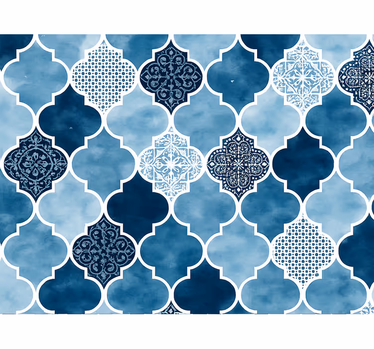 Tenda a rullo blu acquerello marocchino - TenStickers