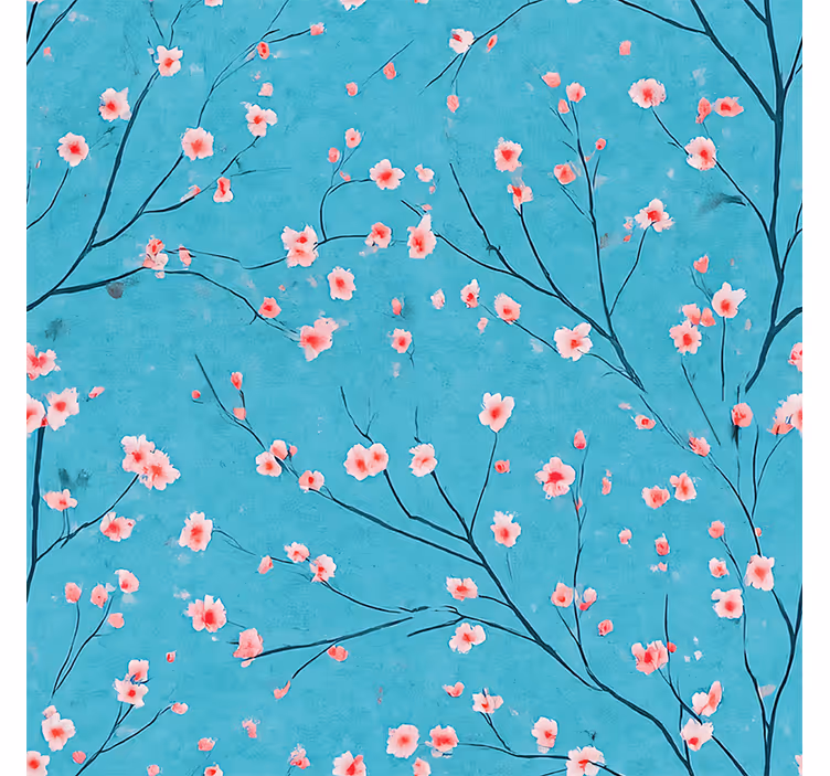 Tenda a rullo blu fiori di ciliegio teal - TenStickers