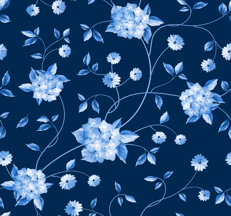 Tenda a rullo blu steli di fiori - TenStickers