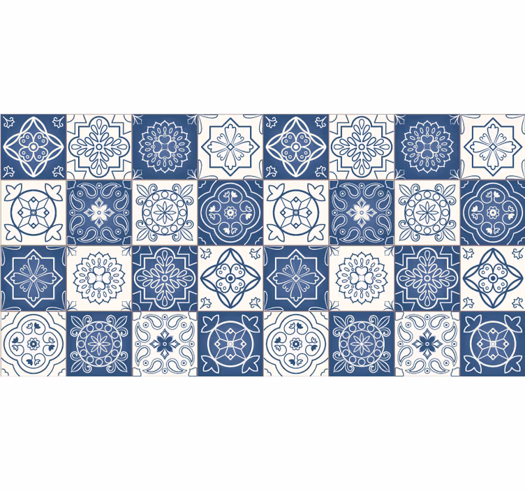 Tenda a rullo blu stampa piastrelle blu - TenStickers