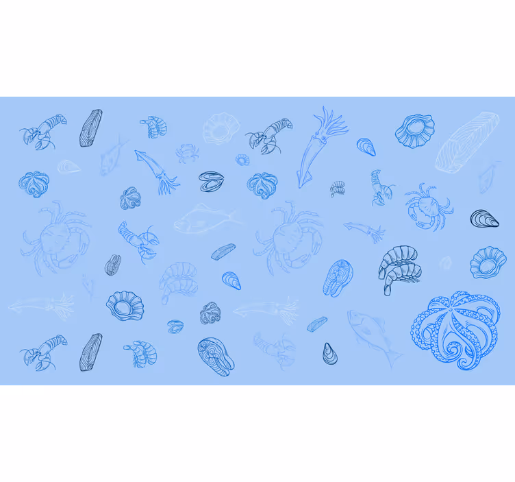Tenda a rullo blu motivo frutti di mare - TenStickers