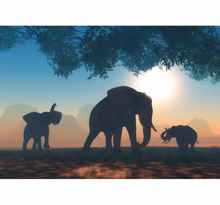Tenda a rullo soggiorno elefante selvaggio - TenStickers