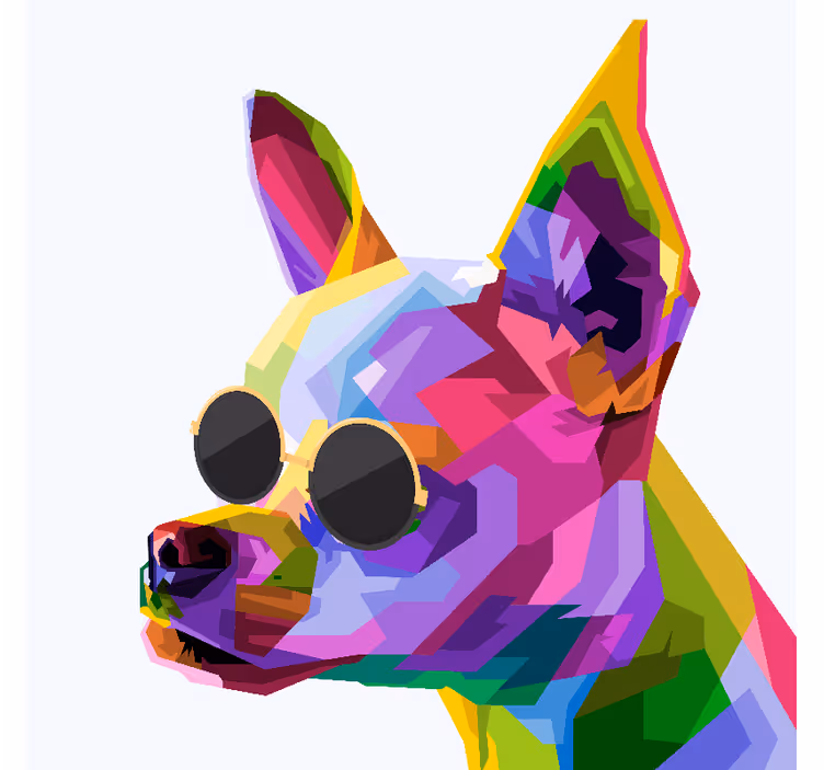 Tenda a rullo soggiorno chihuahua multicolore con occhiali - TenStickers
