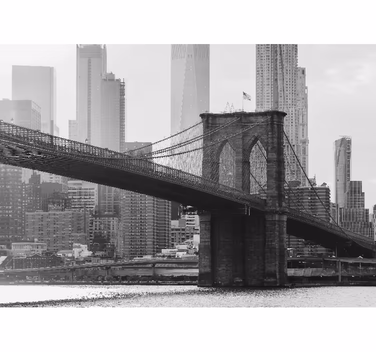 Tenda a rullo soggiorno foto ponte di brooklyn bianco e nero - TenStickers