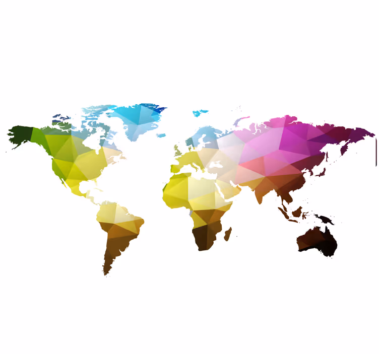 Tenda a rullo soggiorno mappa del mondo triangolare - TenStickers