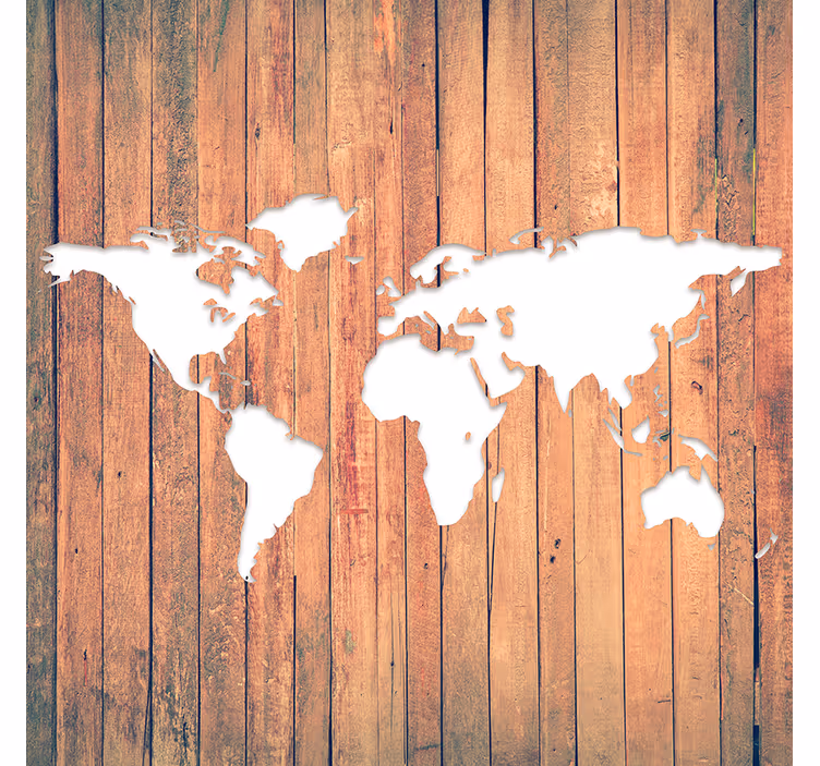 Tenda a rullo soggiorno mappa del mondo su tavoli legno - TenStickers