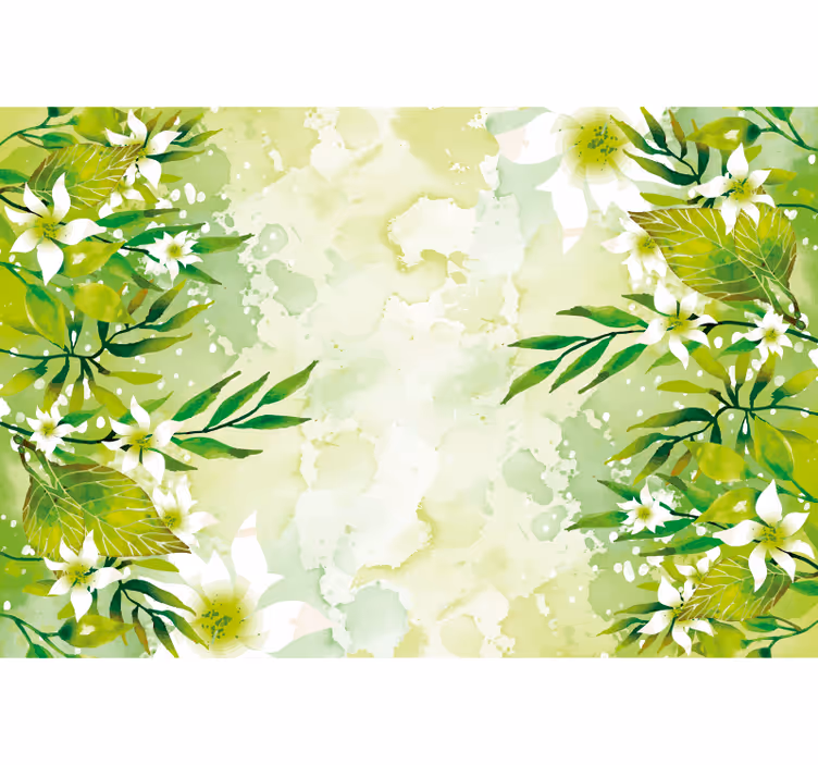 Tenda a rullo verde con motivi floreali verdi - TenStickers