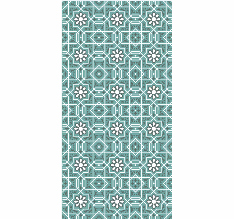 Tenda a rullo verde piastrelle floreali verdi - TenStickers