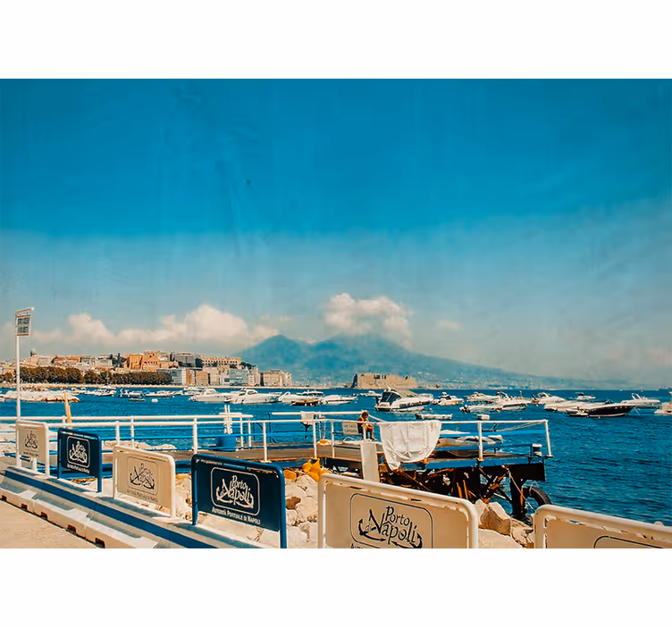 Tenda a rullo soggiorno paesaggio vesuviano e mare - TenStickers